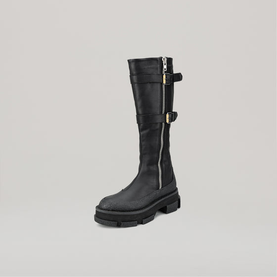 both X DION LEE- GAO PLATFORM KNEE HIGH BOOTS-BLACK