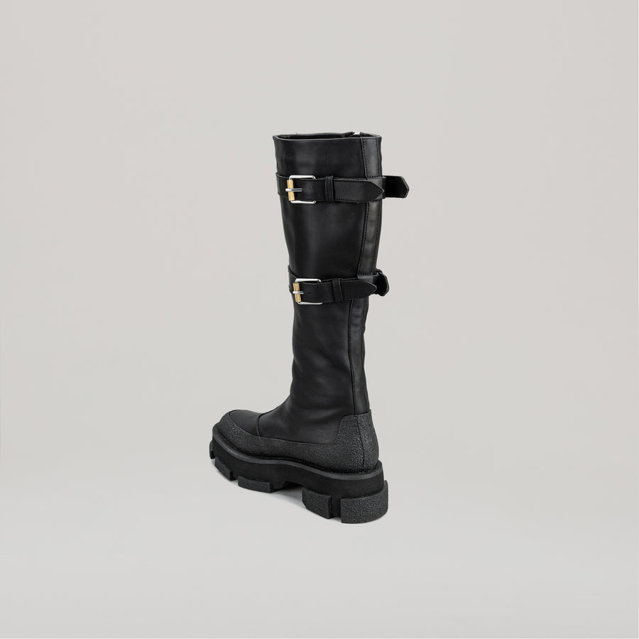 both X DION LEE-GAO PLATFORM KNEE HIGH BOOTS - BLACK/BLACK