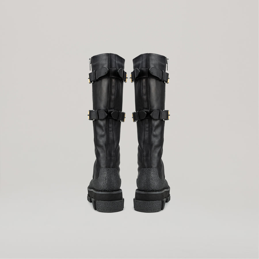 both X DION LEE-GAO PLATFORM KNEE HIGH BOOTS - BLACK/BLACK
