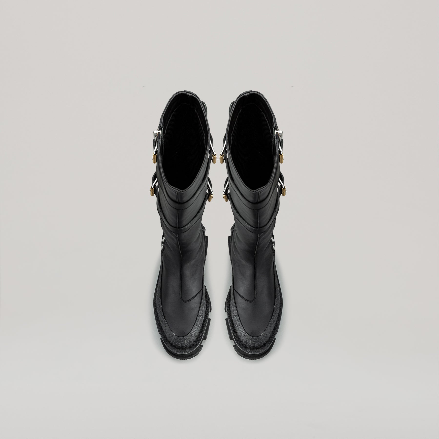 both X DION LEE-GAO PLATFORM KNEE HIGH BOOTS - BLACK/BLACK – both