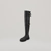 both X DION LEE- GAO PLATFORM THIGH HIGH SHEARLING BOOTS-BLACK