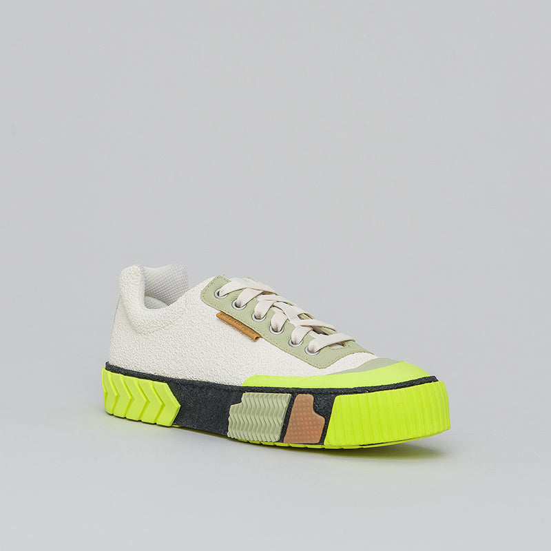 BROKEN-C LOW TOP-STONE - WHITE/NEON-YELLOW