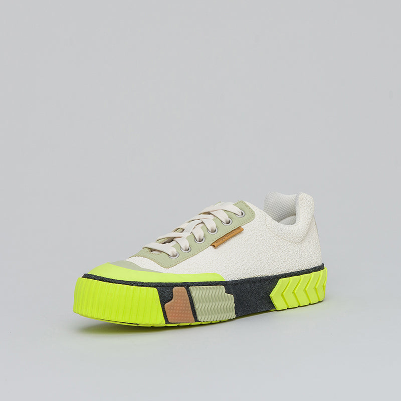 BROKEN-C LOW TOP-STONE - WHITE/NEON-YELLOW