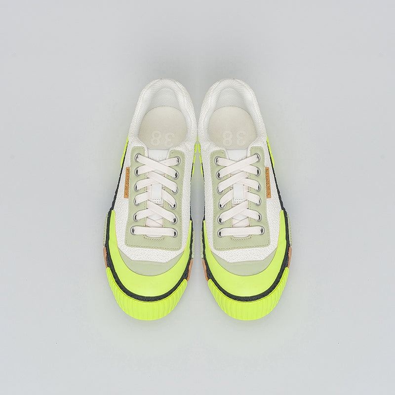 BROKEN-C LOW TOP-STONE - WHITE/NEON-YELLOW