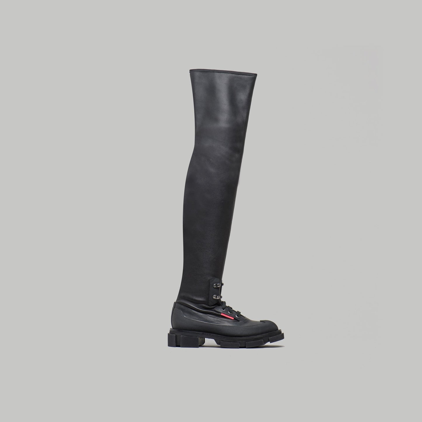 black GAO Stretch Boots with knee-high flexible design and rugged sole
