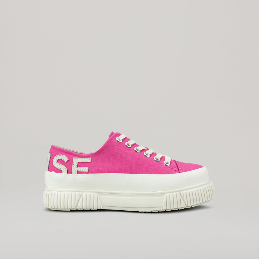 both X MONSE-TYRES pink and white summer sandal with thick sole and lace-up design