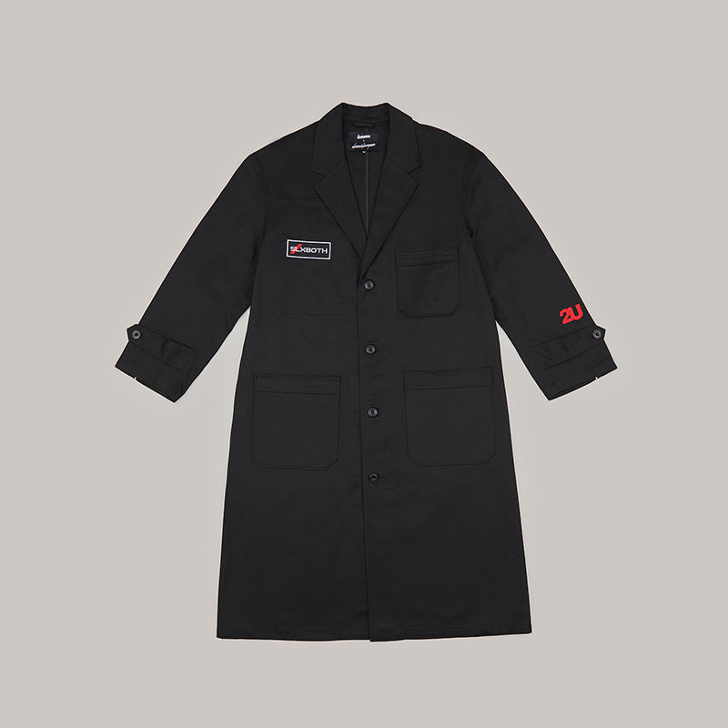 both X SECOND LAYER-SINGLE BREASTED TECHNICIAN COAT - BLACK/BLACK