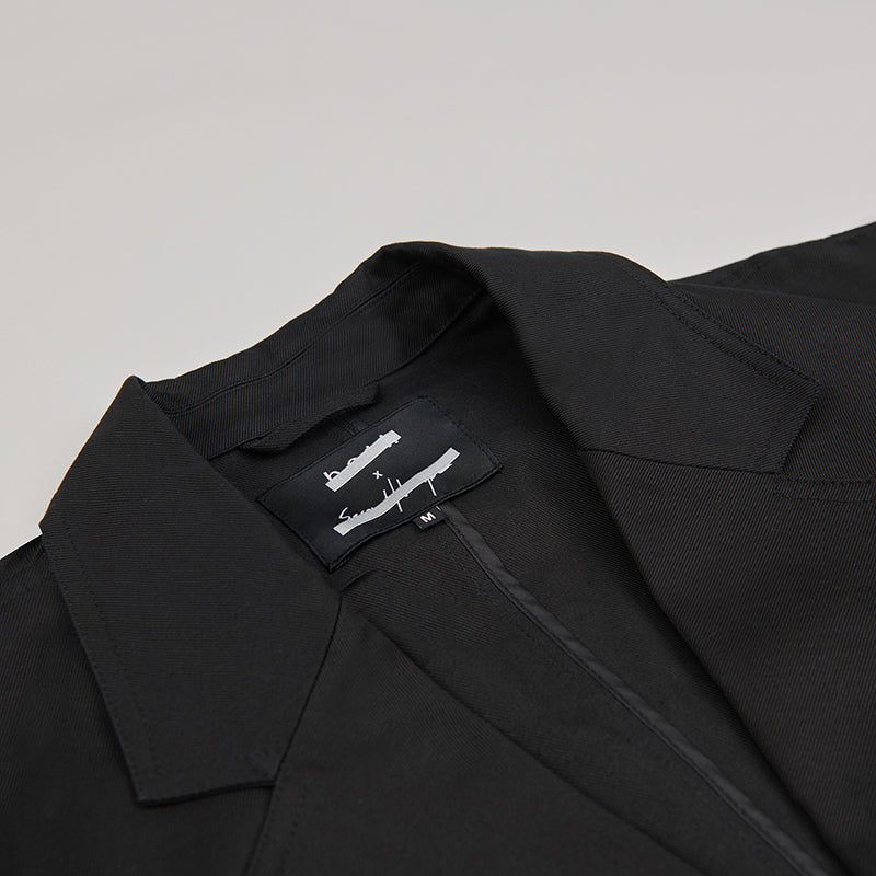 both X SECOND LAYER-SINGLE BREASTED TECHNICIAN COAT - BLACK/BLACK