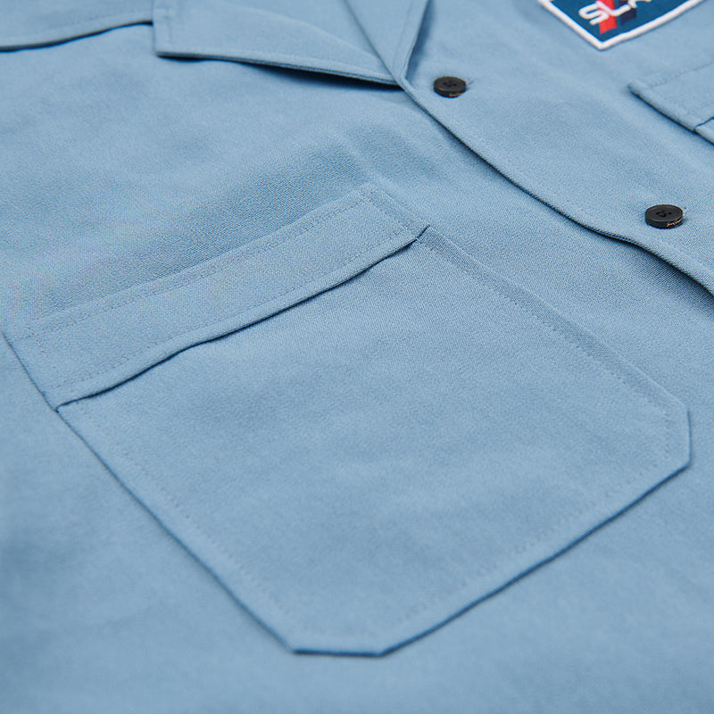both X SECOND LAYER-POCKET BUTTON DOWN SHIRT - ARCTIC-BLUE/ARCTIC-BLUE