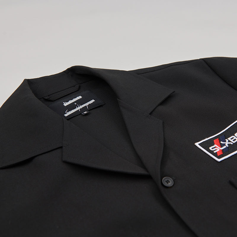 both X SECOND LAYER-POCKET BUTTON DOWN SHIRT - BLACK/BLACK