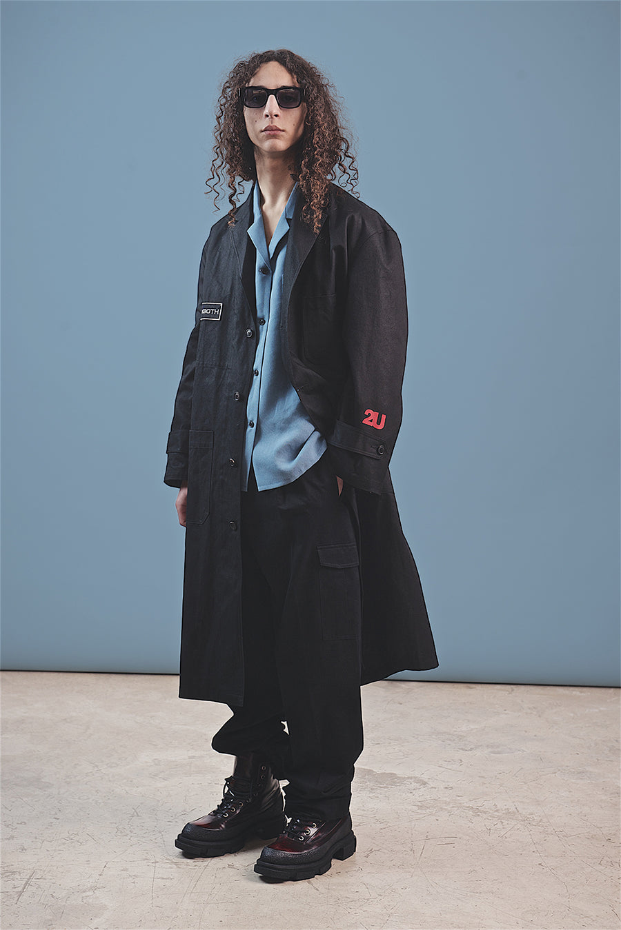 both X SECOND LAYER-SINGLE BREASTED TECHNICIAN COAT - BLACK/BLACK
