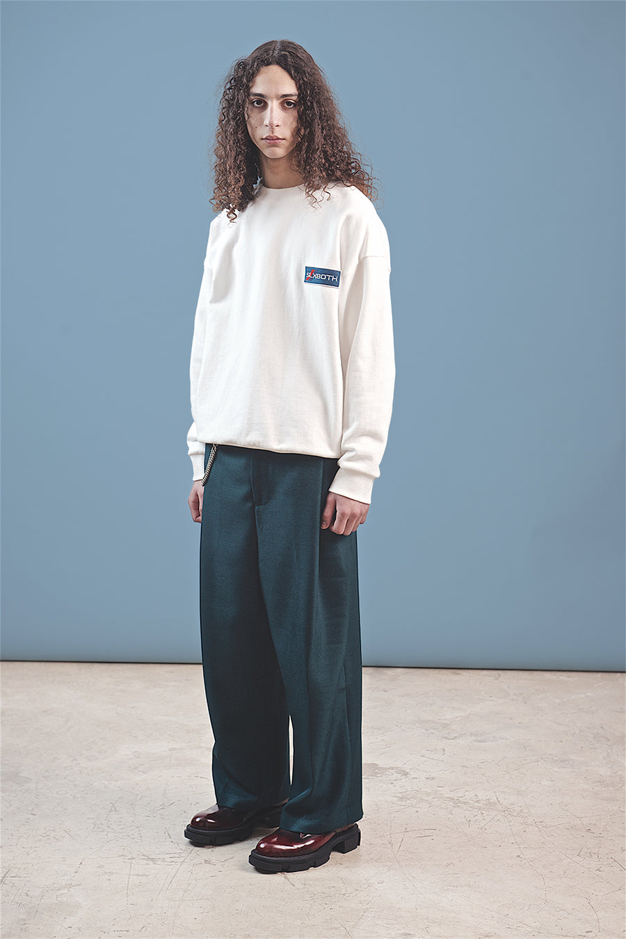both X SECOND LAYER-WIDE PLEATED PANTS - ARCTIC-BLUE/ARCTIC-BLUE